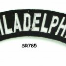 Philadelphia State White on Black Small Rocker Patch Front for Biker Jacket Vest