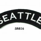 Seattle State White on Black Small Rocker Patch Front for Biker Jacket Vest