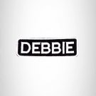 DEBBIE Black and White Name Tag Iron on Patch for Biker Vest and Jacket NB287