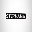 STEPHANIE Black and White Name Tag Iron on Patch for Biker Vest and Jacket NB321