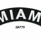 Miami State White on Black Small Rocker Patch Front for Biker Jacket Vest