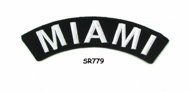 Miami State White on Black Small Rocker Patch Front for Biker Jacket Vest