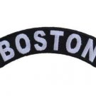 Boston State White on Black Small Rocker Patch Front for Biker Jacket Vest