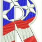 R Alphabet Letters of US Flag Iron on Small Patch for Biker Vest