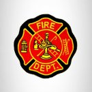 Fire Dept Yellow and Red on Black Small Patch Iron on for Biker Vest SB759