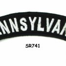 Pennsylvania State White on Black Small Rocker Patch Front for Biker Jacket Vest