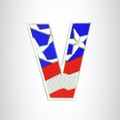 V Alphabet Letters of US Flag Iron on Small Patch for Biker Vest