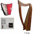 Celtic Harp Rosewood 17 Strings New with Bag, Extra Strings & Tuning Key