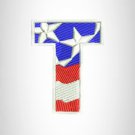 T Alphabet Letters of US Flag Iron on Small Patch for Biker Vest