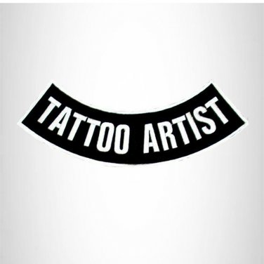 TATTOO ARTIST White on Black Bottom Rocker Patch for Vest Jacket