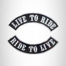 LIVE TO RIDE RIDE TO LIVE Black Rocker 2 Patches Set Sew on for Vest Jacket
