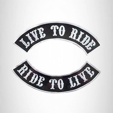 LIVE TO RIDE RIDE TO LIVE Black Rocker 2 Patches Set Sew on for Vest Jacket