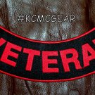 VETERAN Red on Black with Boarder Bottom Rocker Patch for Vest