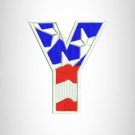 Y Alphabet Letters of US Flag Iron on Small Patch for Biker Vest