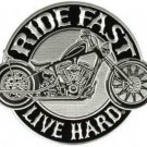 Ride Fast Live Hard Large Center Patch for Motorcycle Biker Vest Jacket silver