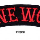 LONE WOLF Red on Black Top Rocker Patch for Biker Vest Jacket TR328