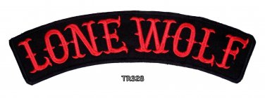 LONE WOLF Red on Black Top Rocker Patch for Biker Vest Jacket TR328