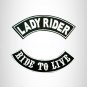 LADY RIDER RIDE TO LIVE Rocker 2 Patches Set Sew on for Vest Jacket