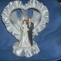 Wedding Cake Topper with White Satin Trim and White pearls HP3781