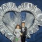 Wedding Cake Topper with White Satin Trim and White pearls HP3781