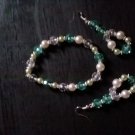 turquoise, white, clear and silver bracelet and earring set