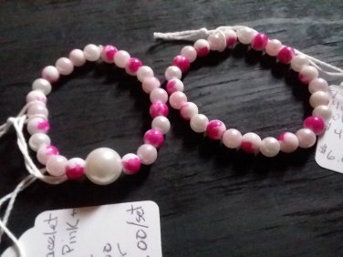 2 pink and white marble bracelets
