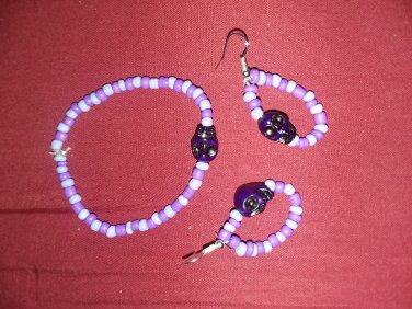Multi purple skull jewelry set