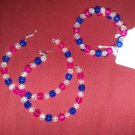 Pink, clear and blue jewelry set