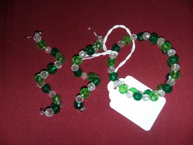 Multi green and clear jewelry set