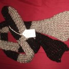 Black with silver sequins and gray scarf