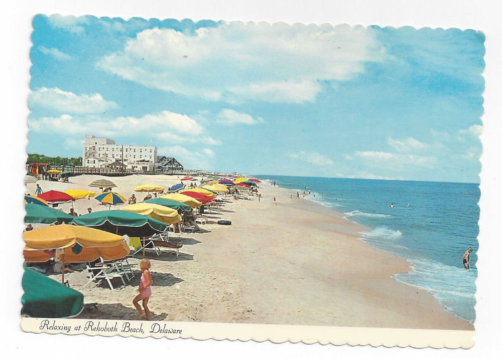 Rehoboth Beach MD Umbrellas 1970s Paul Rodgers Postcard 4X6