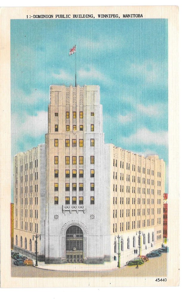 Canada Winnipeg Manitoba Dominion Public Building Vintage Linen Postcard
