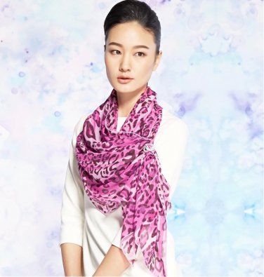 Silk scarf woman scarf 2014 new leopard garden watercolor scarf 100% silk / flying freedom