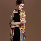 New authentic blue silk towel woman oversized silk large square scarves shawl wild