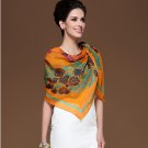 Large square silk scarf woman upscale beach towel cape skull scarf 138x138