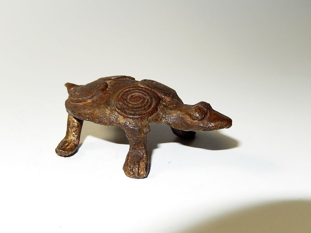 Rare Antique African Tribal Cast Bronze Ashanti Akan Gold Weight A Turtle