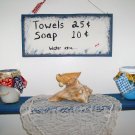 towels...soap...water xtra (8oz candles)