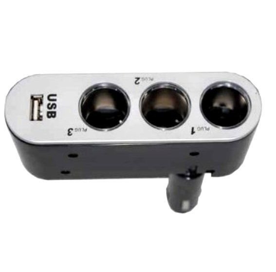 Car Van Lorry double triple multi extension converter plug USB Power cigarette