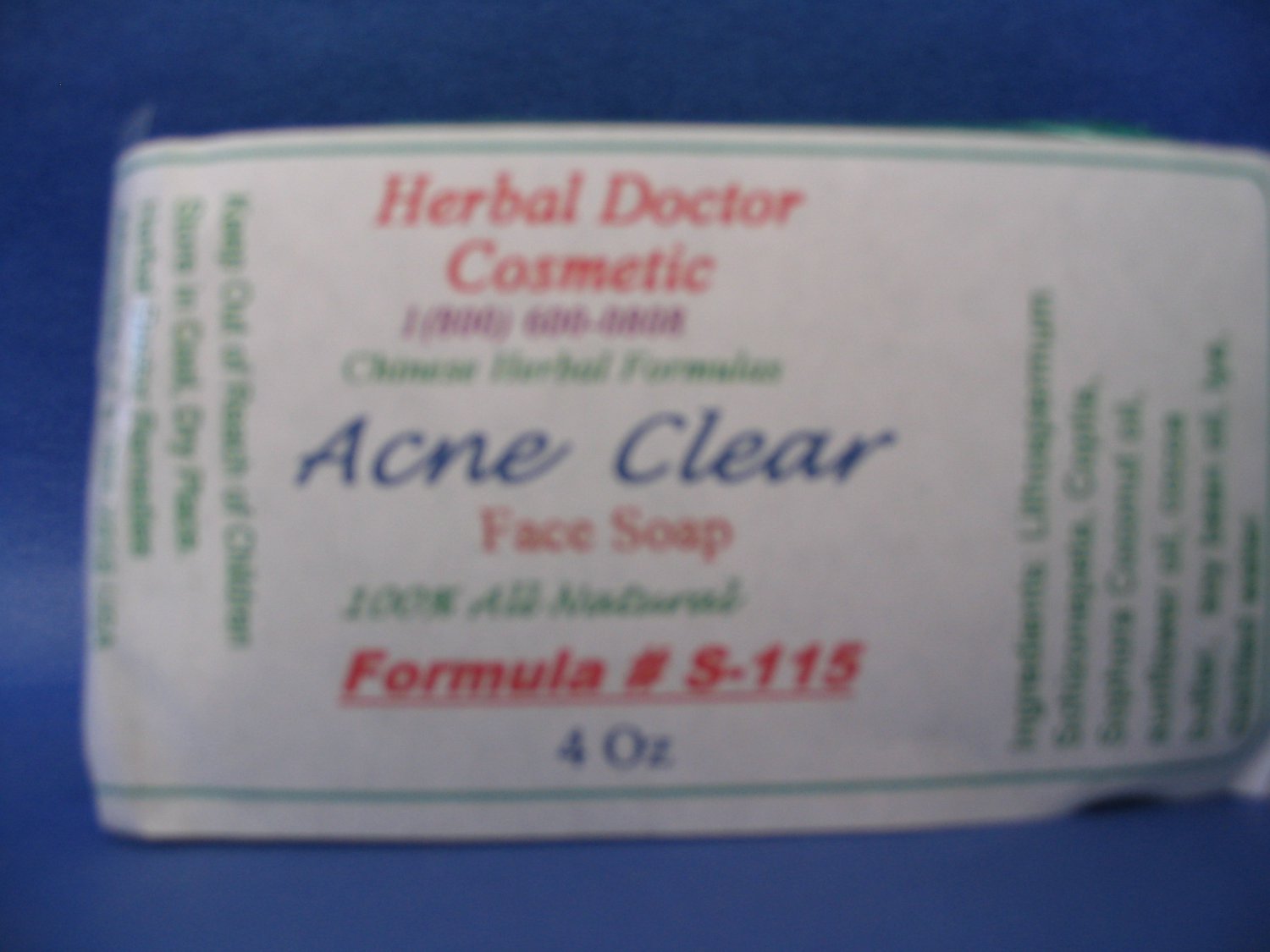 Acne, Rosacea soap 4 oz S115