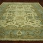 Ivory Blue 8' X 10' Turkish Oushak Hand Knotted Wool Oriental Area Rug S429