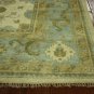 Ivory Blue 8' X 10' Turkish Oushak Hand Knotted Wool Oriental Area Rug S429