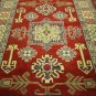 Traditional Oriental 3'6"x4'10" Red Super Kazak Hand Knotted Wool Area Rug H7129