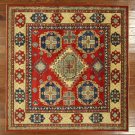Saqure 7' Candy Apple Red Super Kazak Hand Knotted Wool Geometric Area Rug H3996