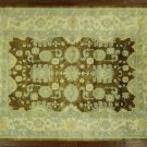 One of a Kind Brown 10'x14' Geo-Floral Oushak Hand Knotted Wool Area Rug H7096