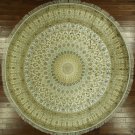 Original Round 10' Gumbad Design 100% Silk Kashan Hand Knotted Ivory Rug H7145