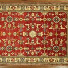 Unique Iris/Boteh Motif Red 9'x13' Super Kazak Hand Knotted Wool Area Rug H7414
