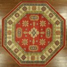 Traditional 9' Octagon Red Oriental Super Kazak Hand Knotted Wool Area Rug H8601