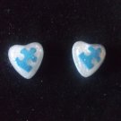 Autism Awareness Puzzle Piece Resin Post Stud Earrings, Autism Jewelry