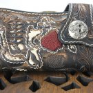 SUPER CUSTOM Black stingray cow leather ROCKER CARVED LEATHER WALLET