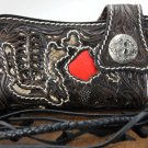 Skull Handmade Custom Carved Tooled Tattoo Burnished Leather Biker Wallet